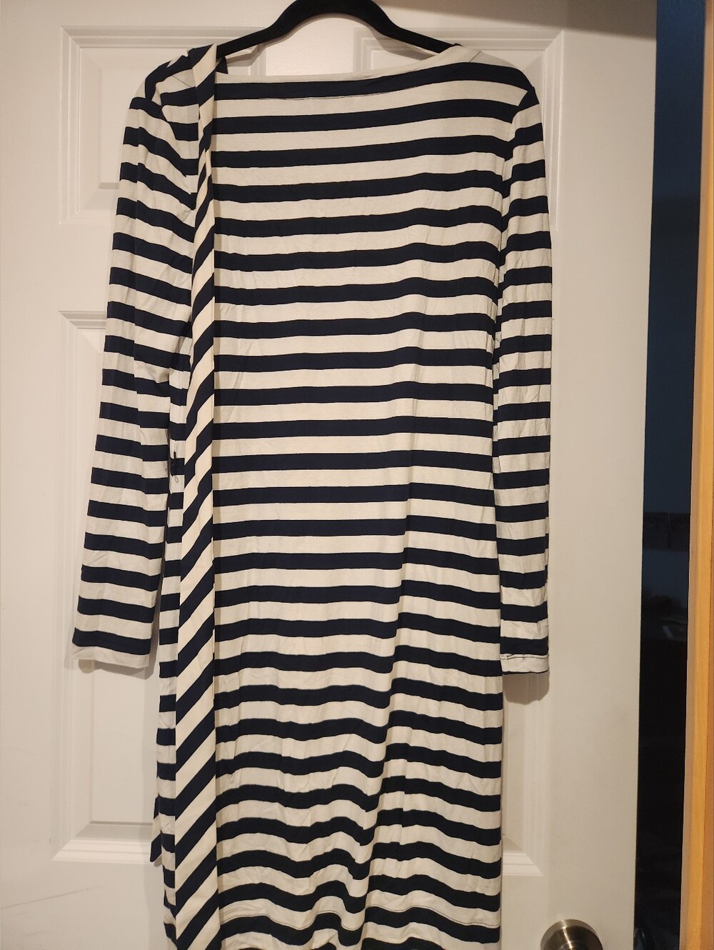 Banana Republic Navy and White Striped Long-Sleeve Dress, Size Small - Picture 2 of 4